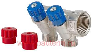 Коллектор с регул. вентилями нар.резьба 3вых.1"х3/4" EUROCONUS VALTEC