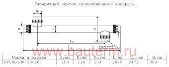 Теплообменник трубчатый отопления 350 кВт 55/75С 15.37м3/ч 2,87м нерж РУСПОТОК
